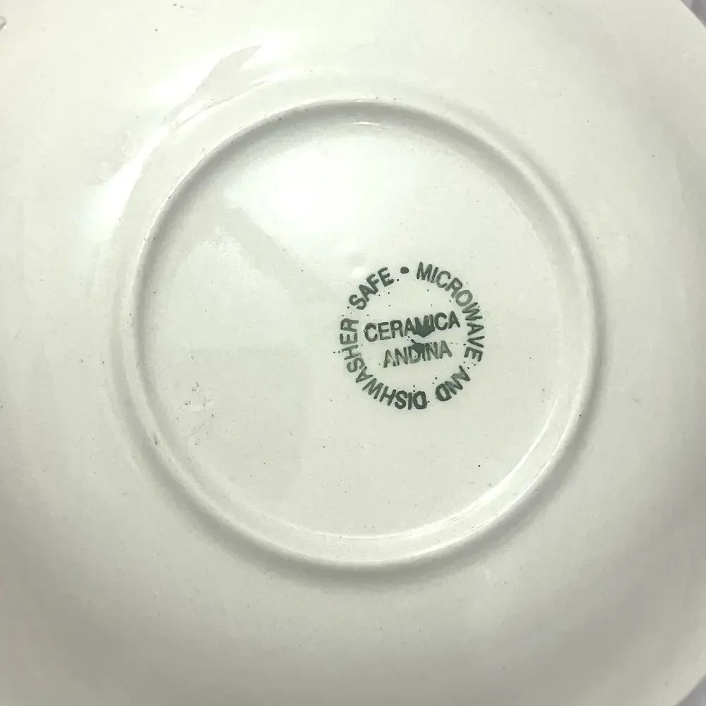 Vintage Rustic French Country Ceramica Andina Blue & White Saucer Plates 3